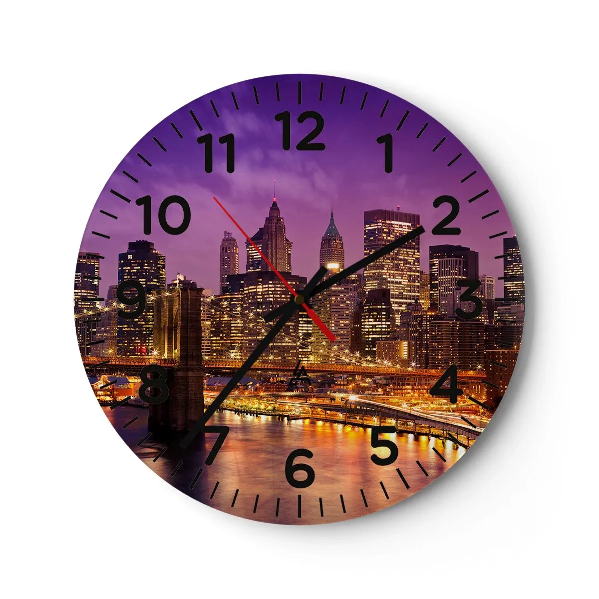 Orologio da parete - Orologio in Vetro - Manhattan in viola e oro - 40x40 cm