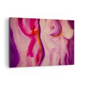 Quadro su tela - Stampe su Tela - Un'interpretazione astratta della silhouette femminile nei toni del rosa e del viola. - 100x70cm - Ode alla femminilità - Decorazione murale moderna per soggiorno e camera da letto ARTTOR