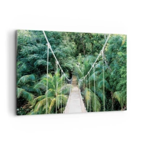 Quadro su tela - Stampe su Tela - Un ponte sospeso in una giungla tropicale piena di verde - 100x70cm - Welcome to the jungle! - Decorazione murale moderna per soggiorno e camera da letto ARTTOR