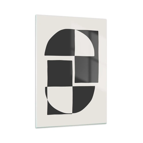 Quadro su vetro - Composizione geometrica di forme in bianco e nero - 50x70cm - Antitesi - sintesi - Decorazione murale moderna per soggiorno e camera da letto ARTTOR