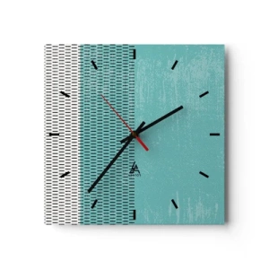 Orologio da parete - Orologio in Vetro - Composizione geometrica con turchese e linee - 30x30cm - Composizione equilibrata - Decorazione murale moderna per soggiorno e camera da letto ARTTOR