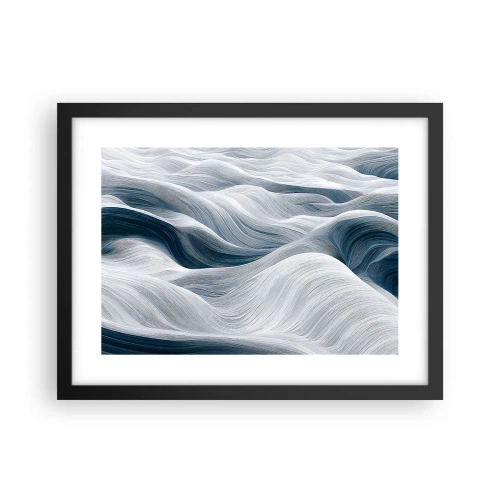 Poster in cornice nera - Onde bianche e blu - 40x30 cm