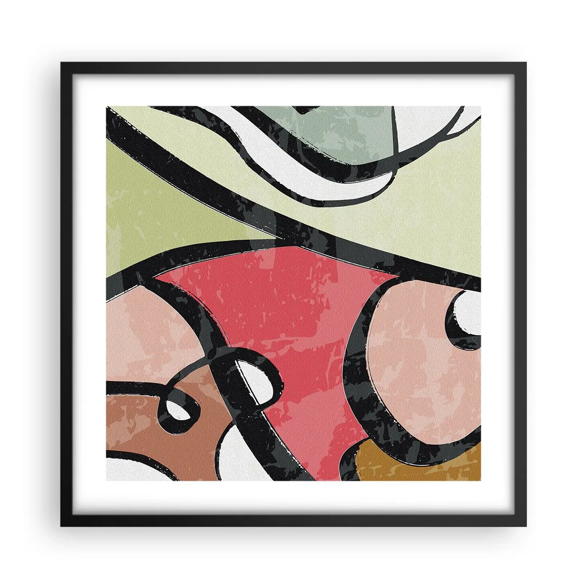 Poster in cornice nera - Piroette tra i colori - 50x50 cm