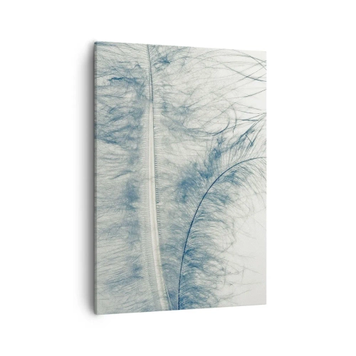 Quadro su tela - Stampe su Tela - Una piuma delicata in tonalità pastello su uno sfondo chiaro - 50x70cm - Il sussurro della natura - Decorazione murale moderna per soggiorno e camera da letto ARTTOR