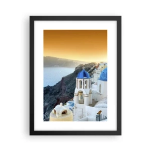 Poster in cornice nera - Santorini: aggrappate alle rocce - 30x40 cm