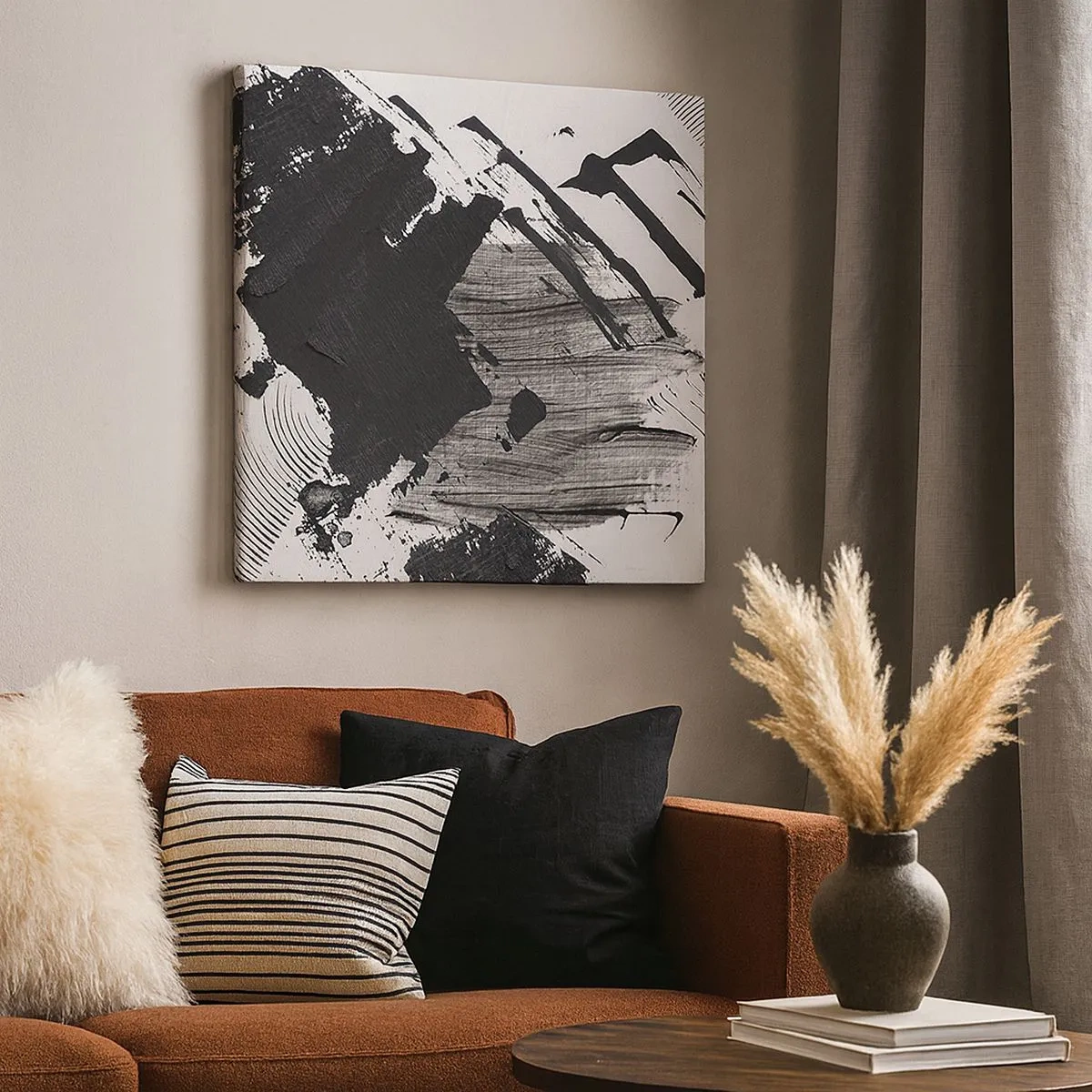 Quadro su tela - Stampe su Tela - Astrazione: espressione di nero - 30x30 cm