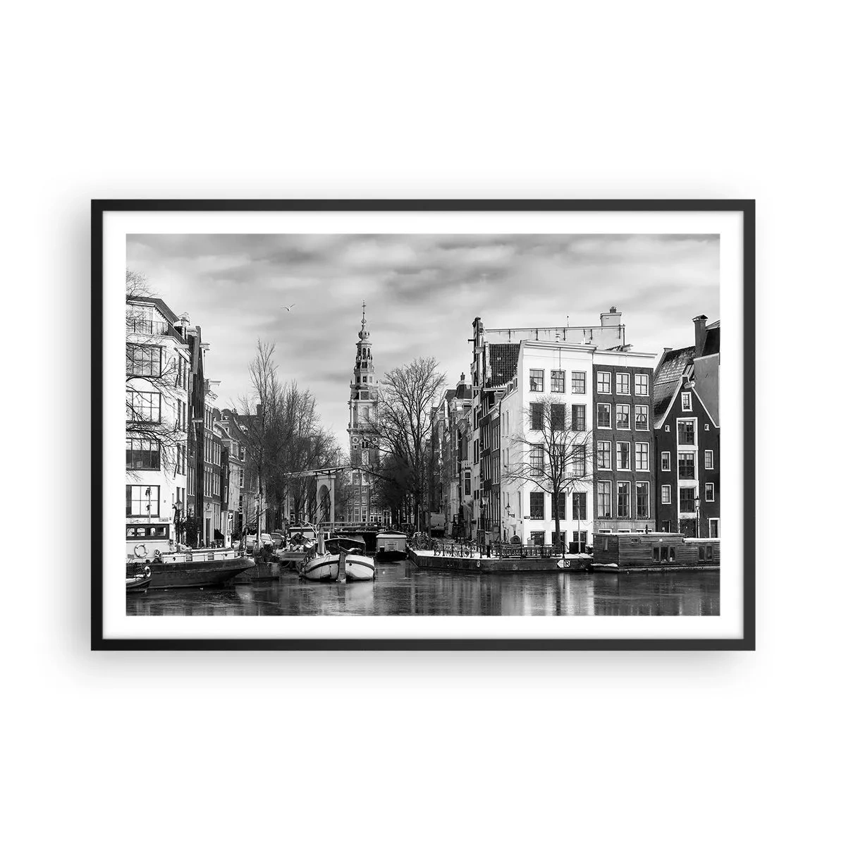 Poster in cornice nera - Atmosfera di Amsterdam - 91x61 cm