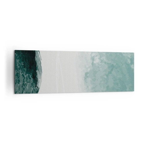 Quadro su tela - Stampe su Tela - Una delicata composizione astratta nelle tonalità del verde, con forme delicate su uno sfondo chiaro. - 160x50cm - Incontro con la nebbia - Decorazione murale moderna per soggiorno e camera da letto ARTTOR