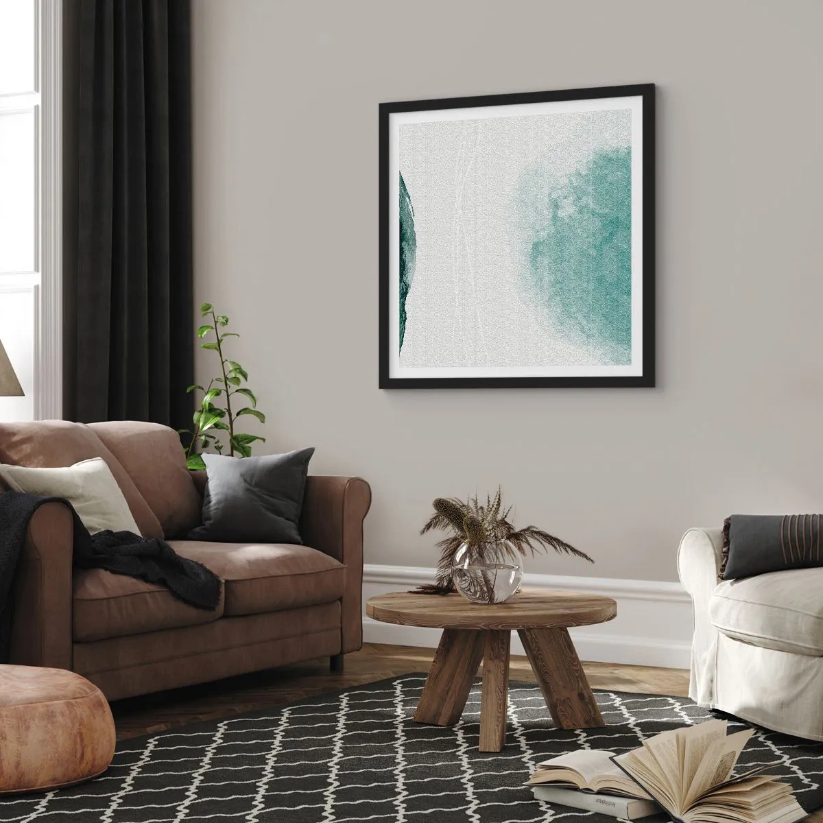 Poster in cornice nera - Incontro con la nebbia - 60x60 cm