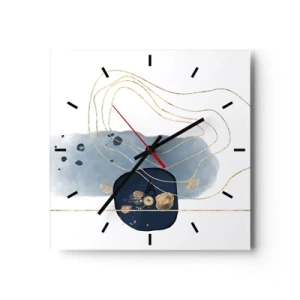 Orologio da parete - Orologio in Vetro - Fantasia blu e oro - 40x40 cm