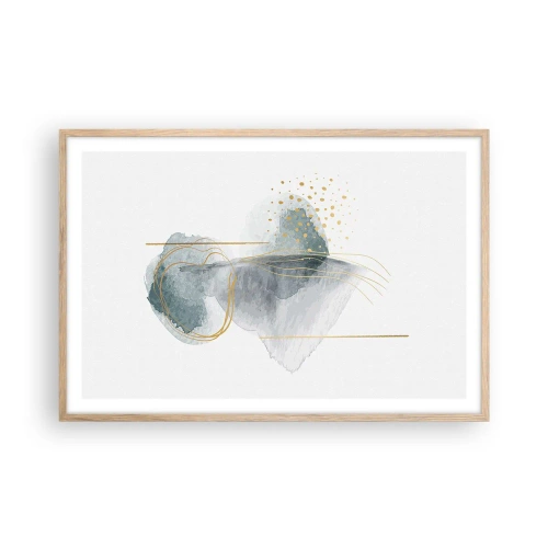 Poster in cornice rovere chiaro - Sui legami del grigio e dell'oro - 91x61 cm