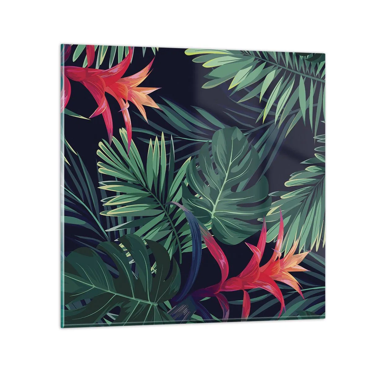 Quadro su vetro - Fiammante nel verde - 50x50 cm