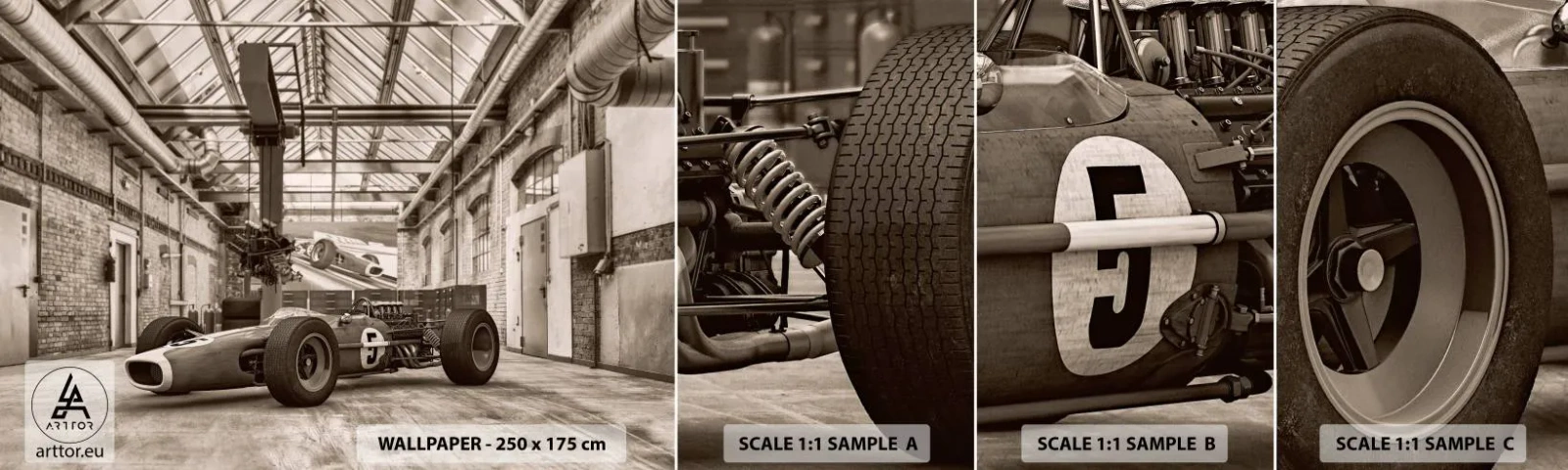 Campione di Fotomurale Adesivo Deluxe Sticker - Il riposo del vincitore - Formula 1, retrò, Settore automobilistico - 100x30 cm