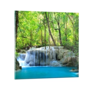 Quadro su vetro - Annegare nel turchese e nel verde - 40x40 cm