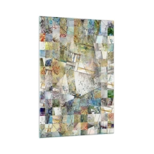 Quadro su vetro - Astrazione colorata con forme e linee geometriche - 70x100cm - Rimpasto geometrico - Decorazione murale moderna per soggiorno e camera da letto ARTTOR