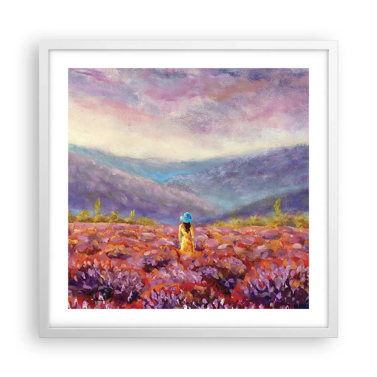 Poster in cornice bianca - Nel mondo di lavanda - 50x50 cm