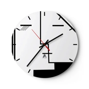 Orologio da parete - Orologio in Vetro - Grafica minimalista in bianco e nero con linee geometriche - 30x30cm - Semplicemente un bacio - Decorazione murale moderna per soggiorno, cucina e camera da letto ARTTOR