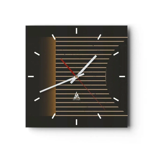 Orologio da parete - Orologio in Vetro - Motivo geometrico a strisce su sfondo scuro - 30x30cm - Esaminare l'oscurità - Decorazione murale moderna per soggiorno e camera da letto ARTTOR