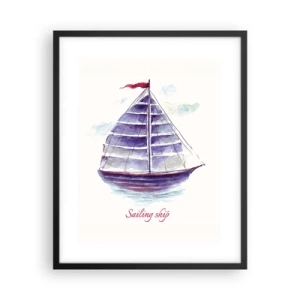 Poster in cornice nera - Gonfie vele e mare calmo - 40x50 cm