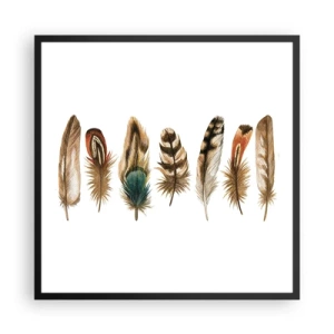 Poster in cornice nera - Composizione di piume - 60x60 cm