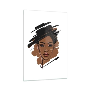 Quadro su vetro - Ritratto di una donna con pennellate artistiche - 70x100cm - Dolce come la cioccolata - Decorazione murale moderna per soggiorno e camera da letto ARTTOR