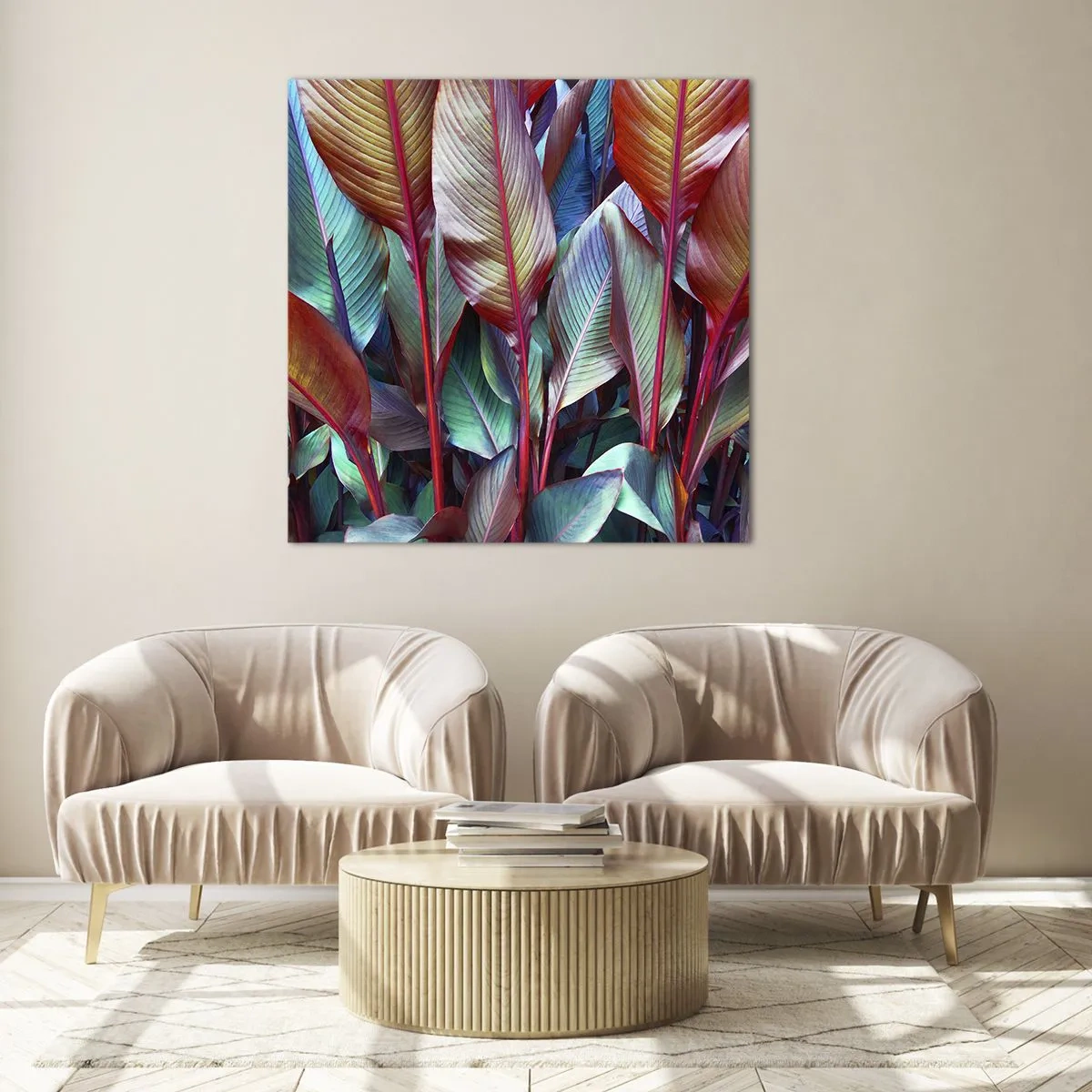 Quadro su vetro - Selva colorata - 40x40 cm