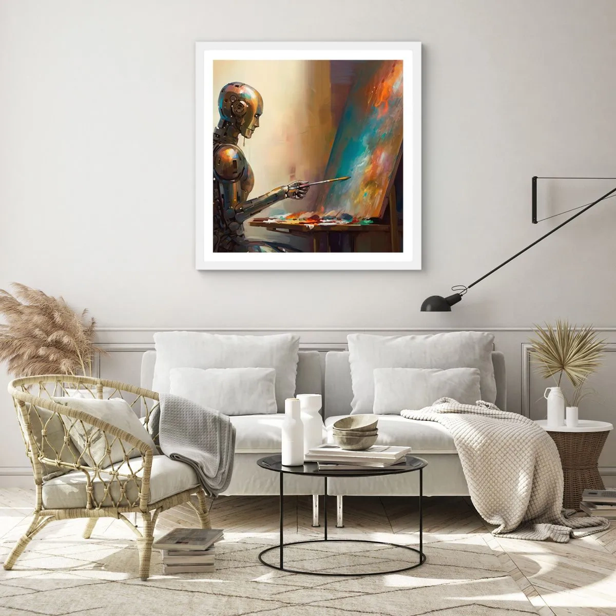 Poster in cornice bianca - L'arte del futuro - 40x40 cm