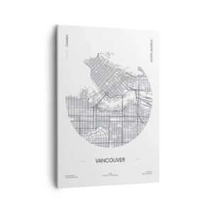 Quadro su tela - Stampe su Tela - Una mappa di Vancouver in stile minimalista in bianco e nero - 50x70cm - Anatomia Vancouver - Decorazione murale moderna per soggiorno e camera da letto ARTTOR