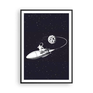 Poster in cornice nera - Surfista spaziale - 70x100 cm