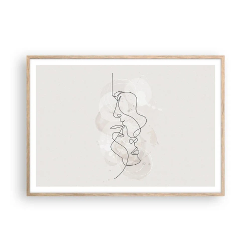 Poster in cornice rovere chiaro - Intrecciati in un abbraccio - 100x70 cm