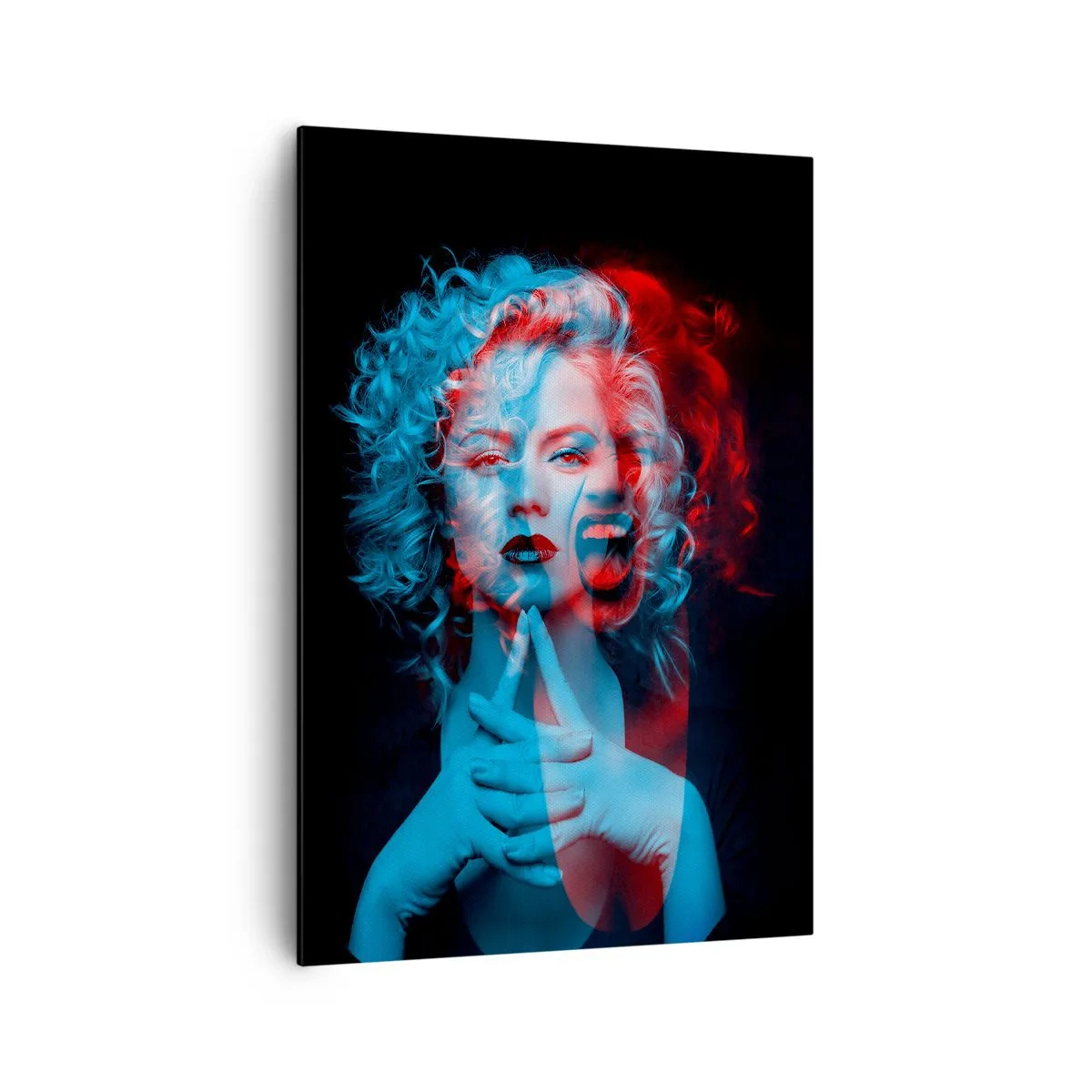 Quadro su tela - Stampe su Tela - Doppio ritratto di donna in rosso e blu - 70x100cm - Alter ego - Decorazione murale moderna per soggiorno e camera da letto ARTTOR