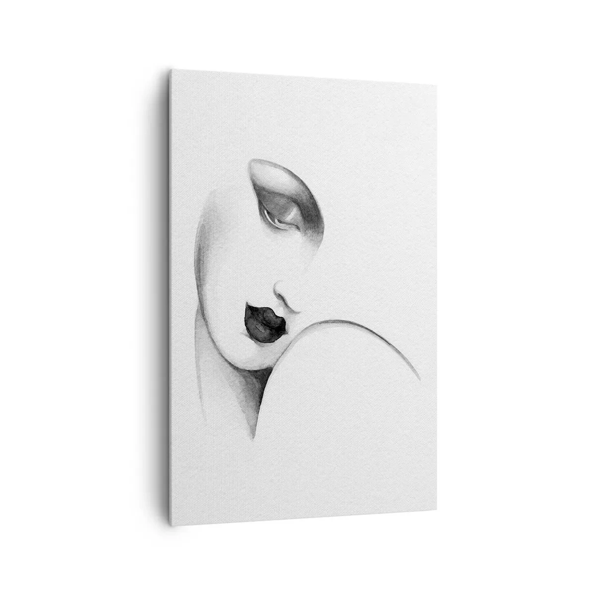 Quadro su tela - Stampe su Tela - Un sottile ritratto di una donna in stile monocromatico - 80x120cm - Nello stile di Lempicka - Decorazione murale moderna per soggiorno e camera da letto ARTTOR