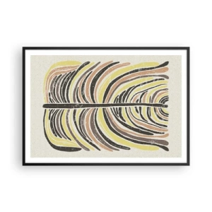 Poster in cornice nera - Motivo astratto a foglia nei toni della terra - 100x70cm - Astrazione piena di vita - Decorazione murale moderna per soggiorno e camera da letto ARTTOR