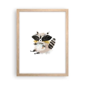 Poster in cornice rovere chiaro - Il mio amico procione - 30x40 cm