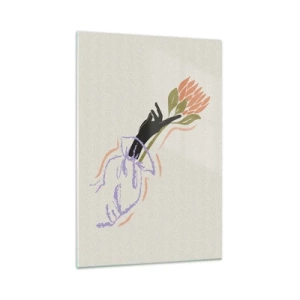 Quadro su vetro - Un bouquet di fiori minimalista in uno stile delicato - 70x100cm - Tocco delicato - Decorazione murale moderna per soggiorno e camera da letto ARTTOR