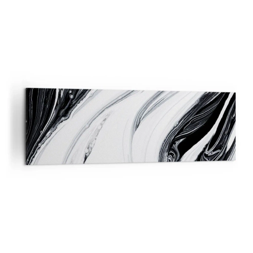 Quadro su tela - Stampe su Tela - Astrazione in bianco e nero con linee dinamiche e vortici - 160x50cm - L'unione degli opposti - Decorazione murale moderna per soggiorno e camera da letto ARTTOR