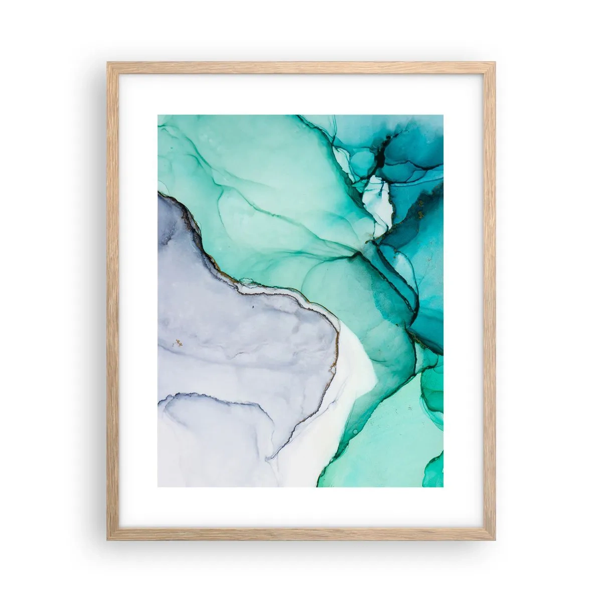 Poster in cornice rovere chiaro - Studio in turchese - 40x50 cm