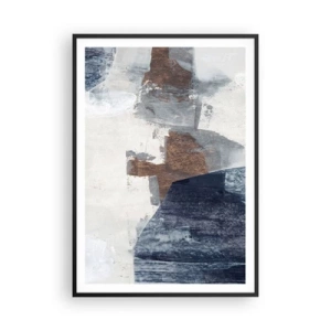 Poster in cornice nera - Forme blu e marroni - 70x100 cm