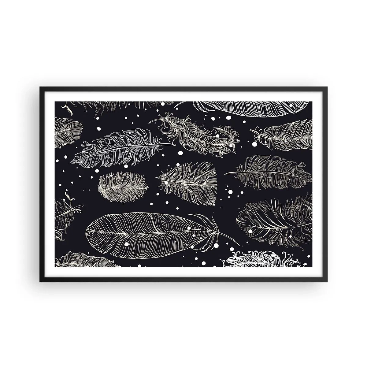 Poster in cornice nera - Pizzo piumato - 91x61 cm