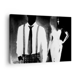 Quadro su tela - Stampe su Tela - Personaggi in stile noir, eleganza in bianco e nero e mistero - 70x50cm - Atmosfera noir - Decorazione murale moderna per soggiorno e camera da letto ARTTOR