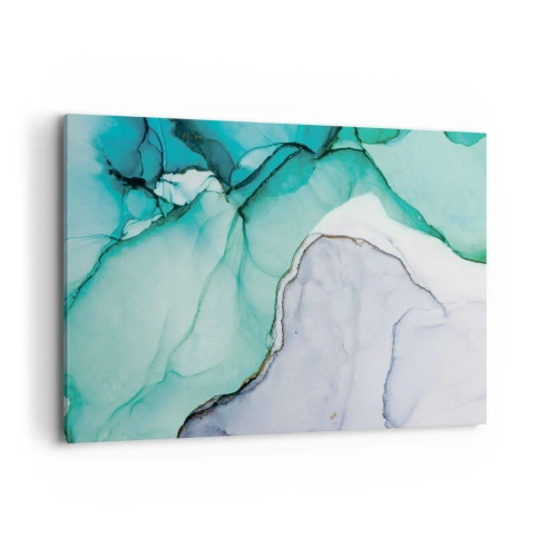 Quadro su tela - Stampe su Tela - Motivo astratto nei toni del turchese e del bianco - 120x80cm - Studio in turchese - Decorazione murale moderna per soggiorno e camera da letto ARTTOR