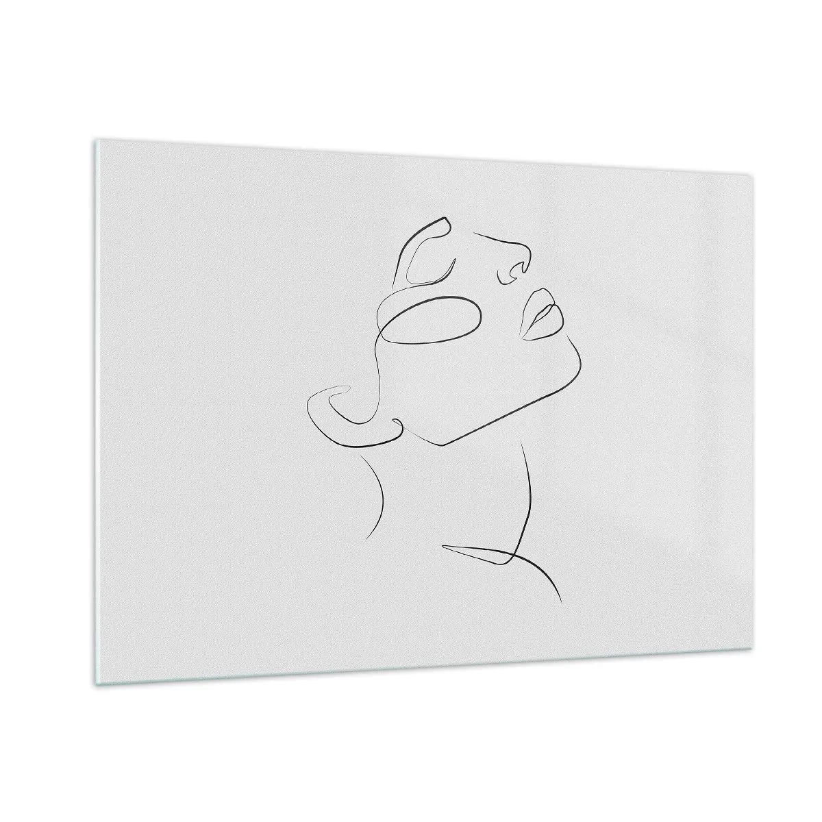 Quadro su vetro - Schizzo di contorno del viso di una donna rivolto verso l'alto - 100x70cm - I meandri dei sogni - Decorazione murale moderna per soggiorno e camera da letto ARTTOR
