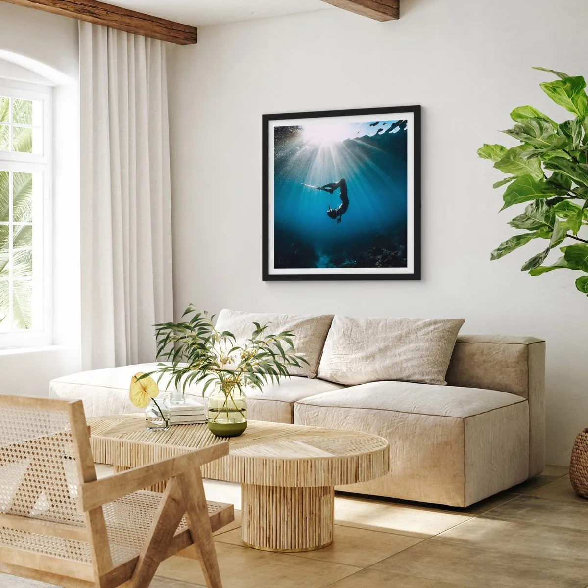 Poster in cornice nera - Danza subacquea - 30x30 cm