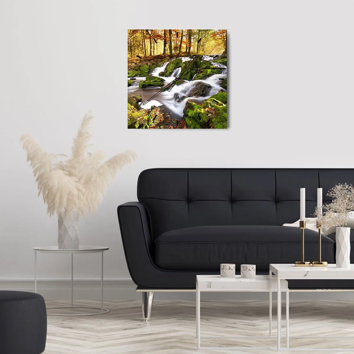 Orologio da parete - Orologio in Vetro - Rapido nel bosco autunnale - 30x30 cm