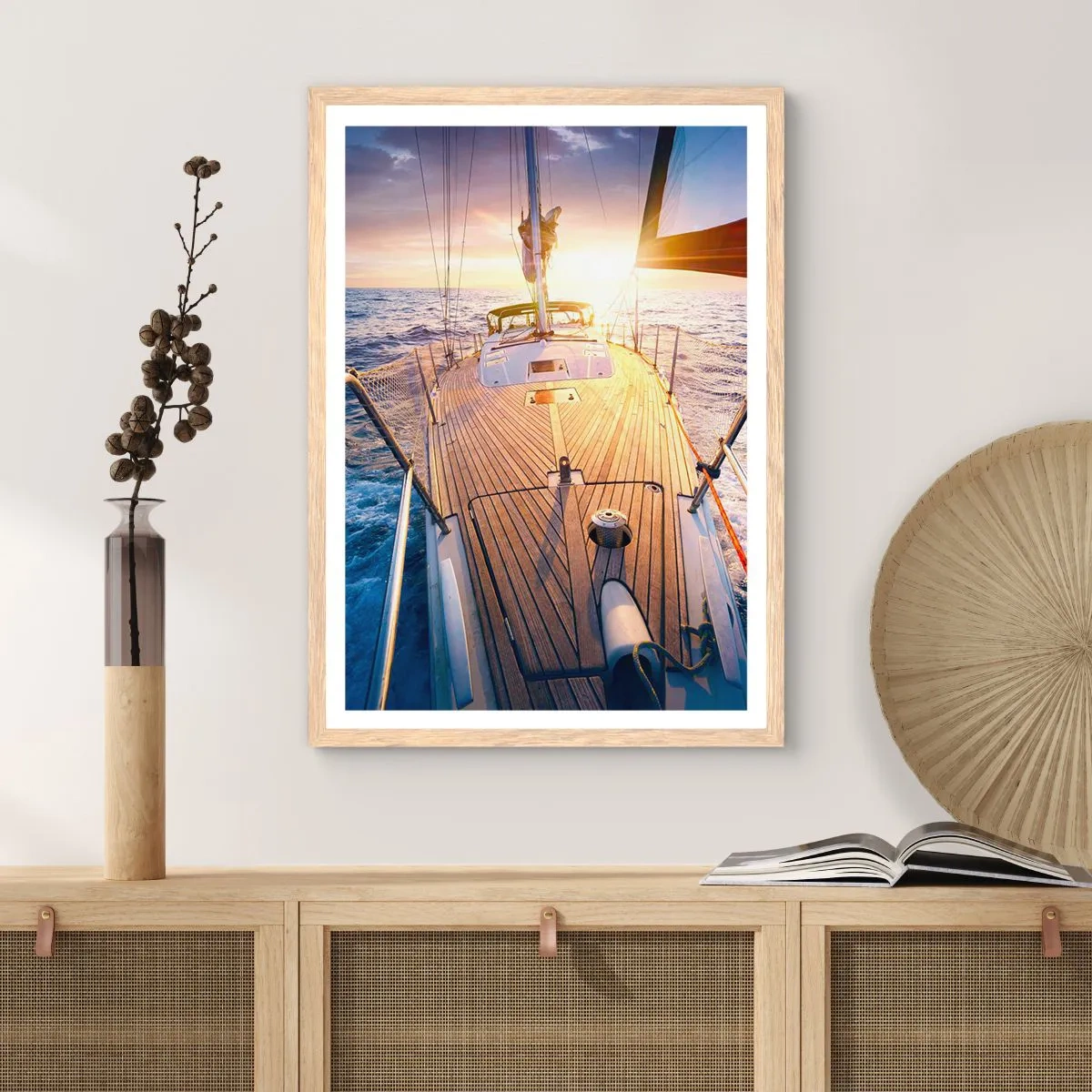 Poster in cornice rovere chiaro - Correndo sulle onde - 30x40 cm