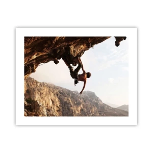 Poster - Il mondo ristretto in una mano sul bordo del masso - 50x40 cm