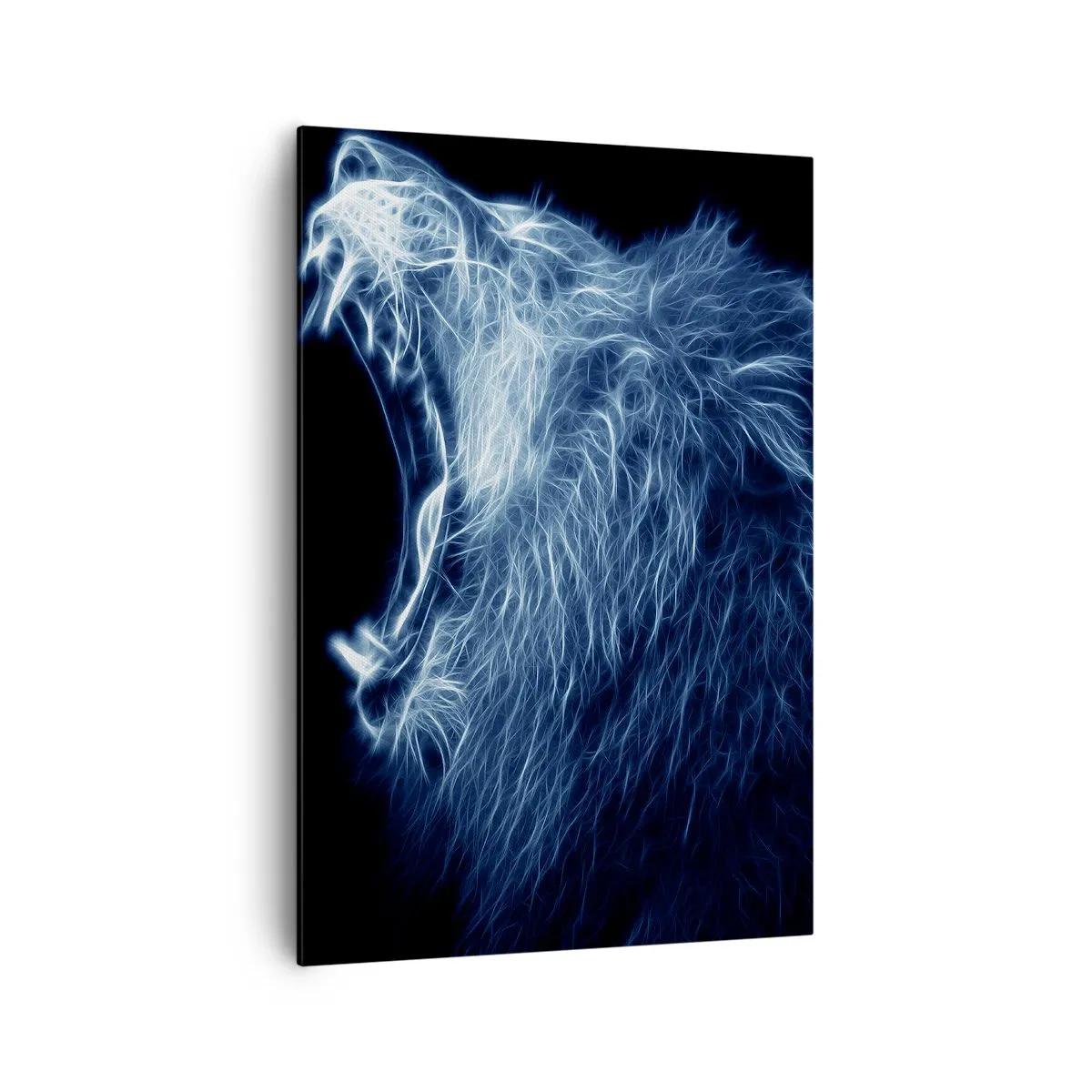 Quadro su tela - Stampe su Tela - Un sorprendente volto di un leone in stile neon - 70x100cm - La rabbia infuocata del re - Decorazione murale moderna per soggiorno e camera da letto ARTTOR