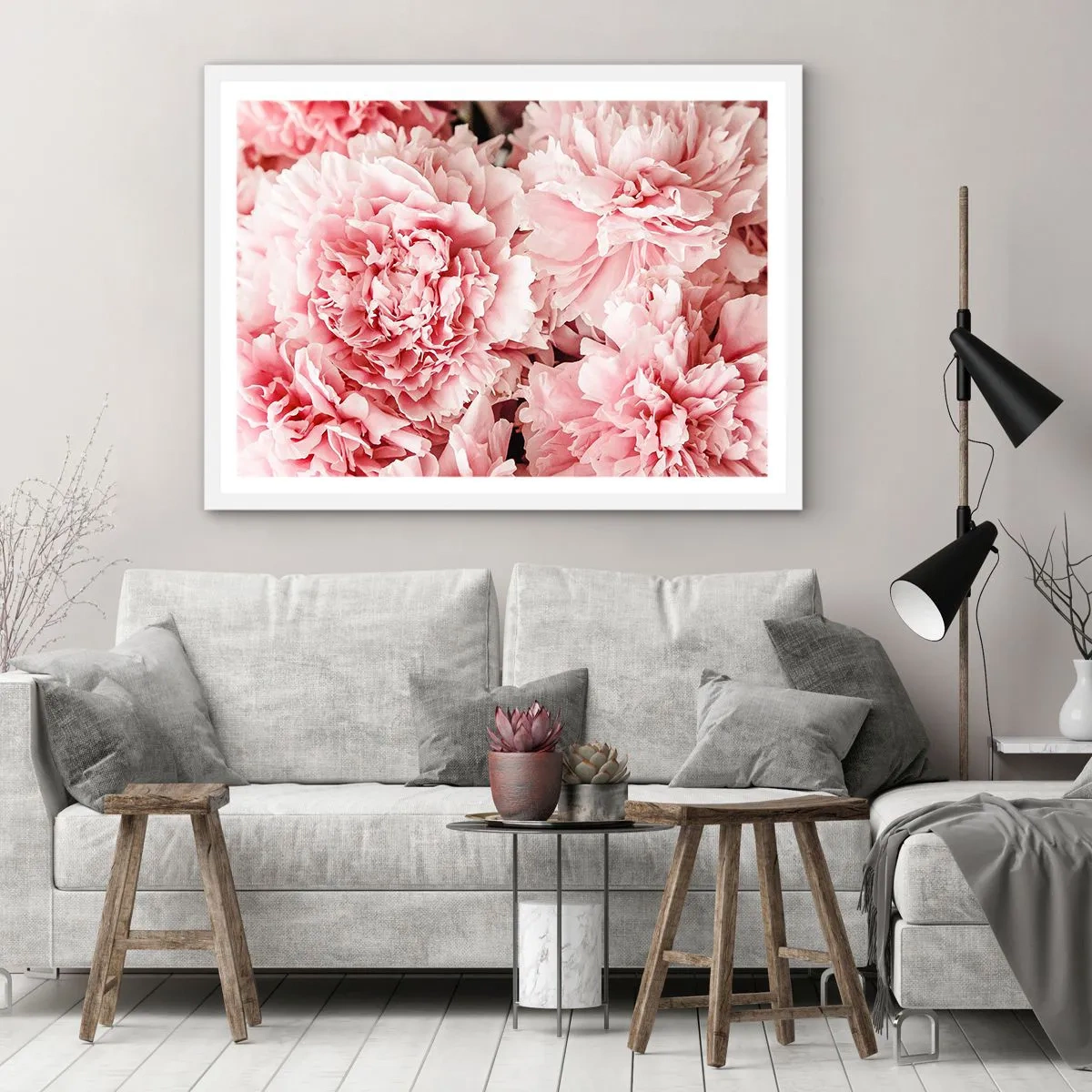 Poster in cornice bianca - Sogno rosa - 100x70 cm