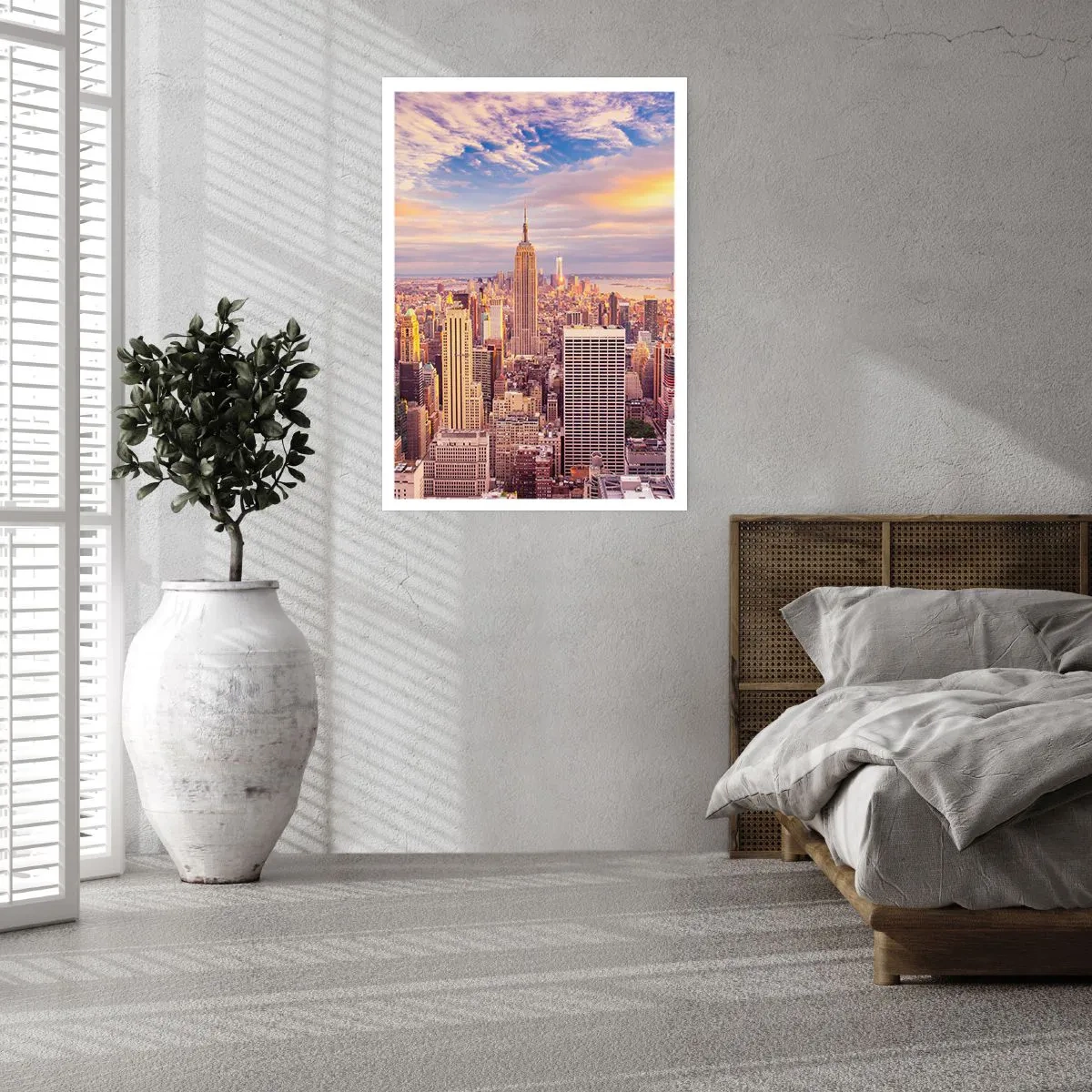 Poster - Panorama di New York City dall'Empire State Building al tramonto - 50x70cm - Toccando le nuvole - Decorazione murale moderna per soggiorno e camera da letto ARTTOR