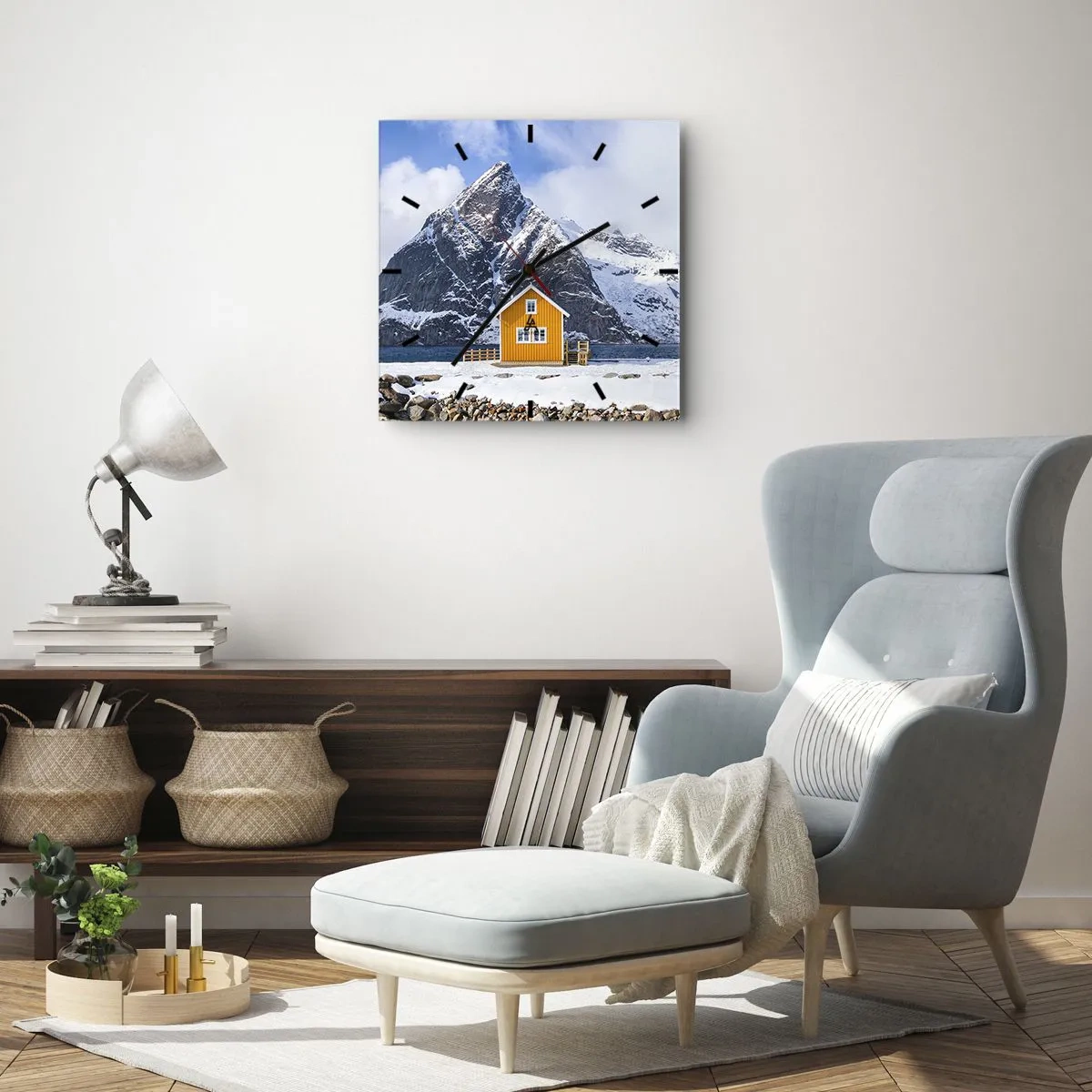Orologio da parete - Orologio in Vetro - Vacanze scandinave - 40x40 cm